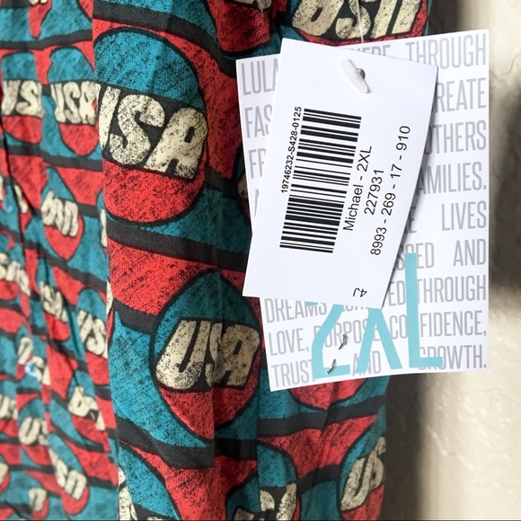 LuLaRoe Michael Button Up Shirt Mens USA - Picture 4 of 7